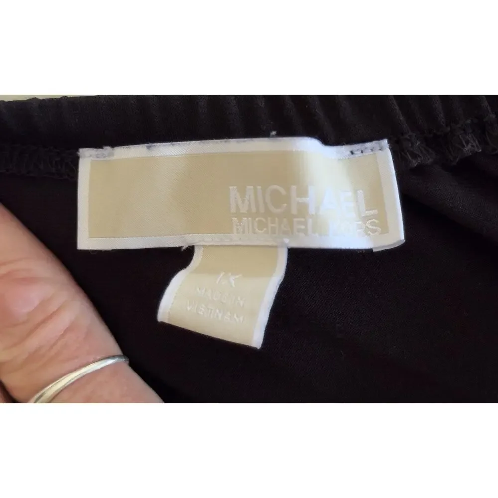 Michael Kors Black Shift Dress LBD V Neck Tassel Ties Plus Size 1X
